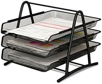 DFHHG® Multifunction office Supplies Multiple layers grid Finishing frame metal Iron net File disk A4 file seat Pumping type files rack Three layers black Durable