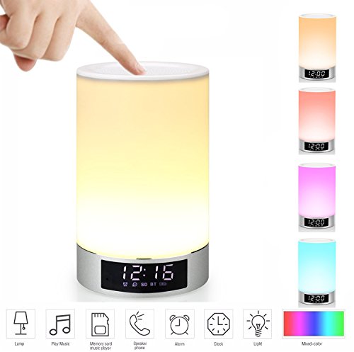 Generic L5 7 Farbe mit Bluetooth Lautsprecher-Alarm-Wecklicht, weiß, 8.8 x 8.8 x 14.1 cm, L5