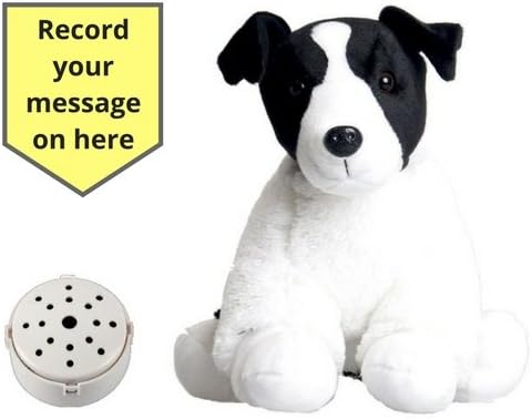 Voice Recording Teddy bear - 25cm Black & White Dog - Record a 60 second personal message and send in a bear - Baby Heartbeat Bear