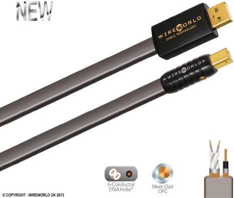 Wireworld Silver Starlight Reference 7 USB2 A to B Cable, 0.5m - Ultra High performance audio USB cable