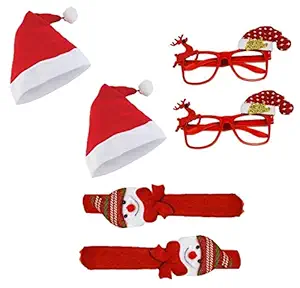KRIWIN 2pcs Each Christmas Cap, Band & Goggles Accessories for Kids, Party, Decoration, Festival Fun (Mix Items)