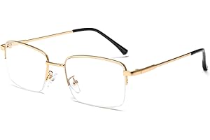 LJCZKA Half Frame Blue Light Blocking Glasses for Mens Womens, Rectangular Semi Rimless Blue Light Glasses for Anti-Fatigue and Eyestrain