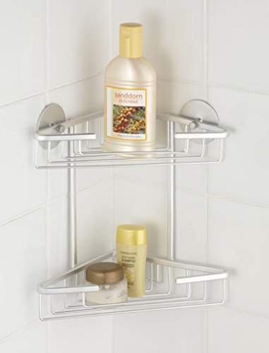 WENKO 18848100 Turbo-Loc Eckregal 2 Ablagen Aluminium – Befestigen ohne bohren, Aluminium, 25.5 x 28 x 15 cm, Matt - 3