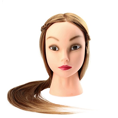 Anself 27" Female Dummy Head Long Hair Hairdressing Training Head Model with Clamp Golden Yellow