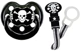Rock Star Baby Schnuller Pirat Skull + Schnullerkette Pirat Totenkopf Gr. 2