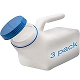 Urinals for Men by Tilcare (3 Pack) - 32oz/1000mL Thick Plastic Mens Urine Bottle with Screw-on Lid - Spill Proof Urinary Chamber - Male Portable Pee Bottles - Travel Urinal Collection Containers