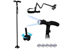 Ducomi® Bastón de paseo plegable con luz led, altura ajustable