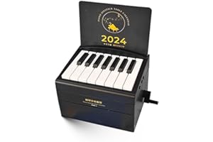 LONGJUNJUNFASHION Playable Piano Desk Calendar 2024, 3D Memo Pad Creative Time Piece Calendar With 52 World Famous Songs, Room Decor Aethetic Birthday Gift For Music Lovers (Black, English, 11 * 9 * 9cm)