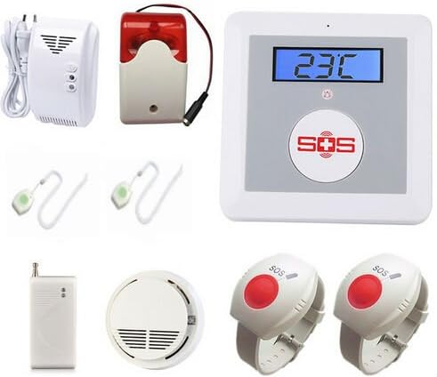 MobileFDL GSM Senior Telecare, Wireless GSM SMS Home Security Alarm System with LCD Display SOS Call for Elderly Care mobile Phone Control