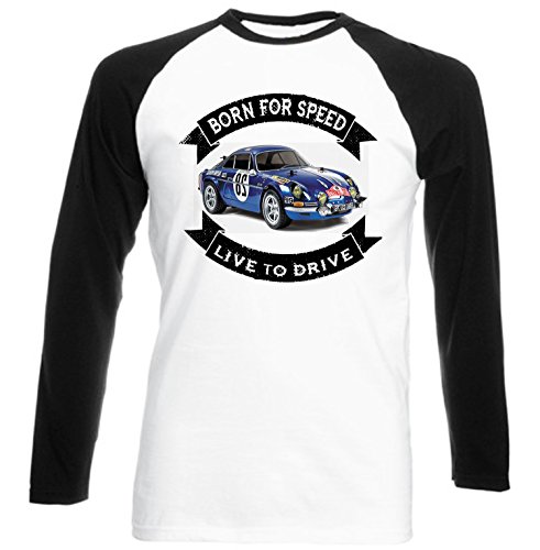 Download Teesandengines Men's RENAULT ALPINE BORN FOR SPEED Black Long Sleeved T-shirt Size XLarge