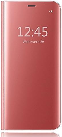 HiChili Galaxy S7 Case, Clear S View Standing Flip Case Cover with Auto ON/OFF Function Slim Fit Translucent Mirror Smart Cover for Samsung Galaxy S7, Luxury [Metal Electroplating Technology] Mirror Touch Flip Folio Case Cover For Samsung Galaxy S7 Plus Plating Ultra Slim Fit Book Style Practical Full-body Protective Anti-Scratch Case, Pink
