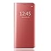 Produktbild Hülle Samsung Galaxy J4 2018 Spiegel Ledertasche Handyhülle Brieftasche BookStyle Flip Case, HiChili Mirror PU Leder Hülle Luxury Männer Mädchen Slim Fit Wallet Case Folio Schutzhülle Scratch Bumper Handytasche Backcover Buchstil Klapptasche in Lederoptik mit Standfunktion Etui Hüllen Schutzhüllen für Hülle Samsung Galaxy J4, Rosegold
