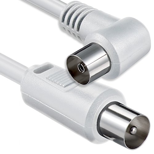 1aTTack - Cable coaxial para Antena (Conector coaxial F a Conector coaxial F, Doble apantallamiento, 75db 85db 100db 110 db 120 db 125 db) Koax Weiss St-KU (1xWinkel) 75db 1,5 Meter