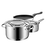 Inhalt: 1x Fleischtopf mit Deckel Ø 20 cm (V 3,3l), 1x Stielkasserolle ohne Deckel Ø 16 cm (V 1,7l) , 1x Pfanne Diadem Plus Ø 24 cm - Artikelnummer: 0711156040