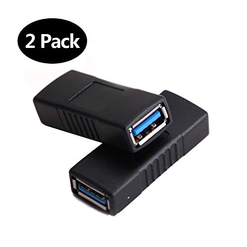 Adaptador acoplador SuperSpeed USB 3.0 Tipo Un conector de extensión de puente hembra a hembra por Oxsubor (2 piezas)