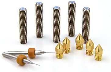 5pcs 30MM Length Extruder 1.75mm Tube and 5pcs 0.4mm Brass Extruder Nozzle Print Heads 2pcs cleaning drill Bits for MK8 Makerbot Reprap 3D Printers