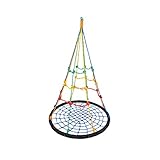 -EL ASIENTO ES FÁCIL DE INSTALAR: Suspendido por una cuerda de alta resistencia.Dimensiones del asiento: Aprox.100 x 100 cm.Longitud desde el extremo de la cuerda de giro: 150-210cm La capacidad máxima del giro es de 200 KG.
