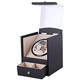 Uhrenbeweger Fur Automatikuhren Uhr Display Stand Double Automatic Watch Winder Box Aufbewahrungskoffer Für 2 Armbanduhren Staubdicht,A-Black