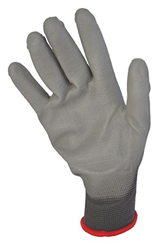 12 Paar Nylon Feinstrick Handschuhe Arbeitshandschuhe PU-beschichtet (7 / S, grau) - 2
