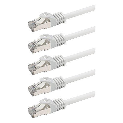 rocabo 113305 RJ45 Netzwerkkabel Patchkabel mit CAT 7, Ethernet Gigabit LAN Switch Router, Halogenfrei 0,25m (5 Stück) Weiß rocabo 113305 RJ45 Netzwerkkabel Patchkabel mit CAT 7, Ethernet Gigabit LAN Switch Router, Halogenfrei 0,25m (5 Stück) Weiß