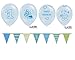 Produktbild Feste Feiern 1 Geburtstag Junge | 5 Teile Luftballons Wimpel Girlande Blau Hellblau Bunt Deko Set Alles Gute