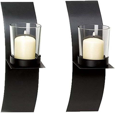 SWEETSTAN 1 Pcs Modern Art Candle Holder Wall Black Sconce Plaque Home Decor