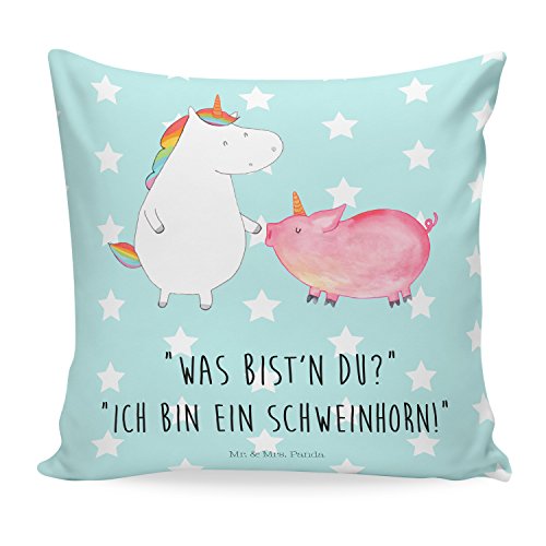 Mr. & Mrs. Panda Kissen 40x40 Einhorn + Schweinhorn - 100% handmade & handbedruckt - Einhörner, Unicorn, Einhorn, Freundschaft, Schweinhorn, Schwein, Freundin, Schweinchen Kissen, Kissenhülle, Kopfkissen, Geschenk, Schenken Einhörner, Unicorn, Einhorn, Freundschaft, Schweinhorn, Schwein, Freundin, Schweinchen