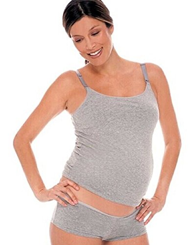 Maternity Breastfeeding top vest for easy breast feeding 8 10 12 14 16 colours black white or grey nursing (XXL 44-46 (UK 16-18), Grey)