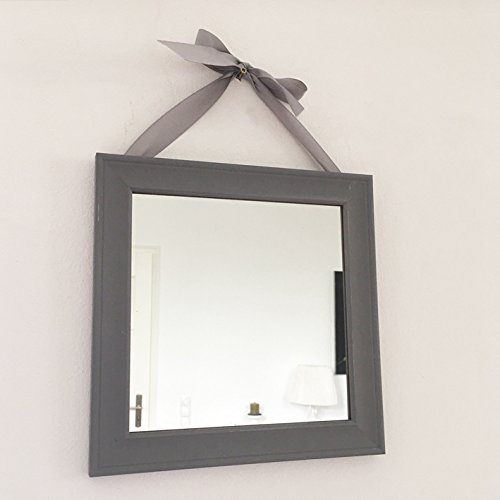 Wandspiegel SHABBY SQUARE grau Schleife Shabby Vintage Nostalgie Landhaus