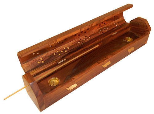 Räucherstäbchenhalter mit Rauchverteiler aus Sheeshamholz 30 cm - 5