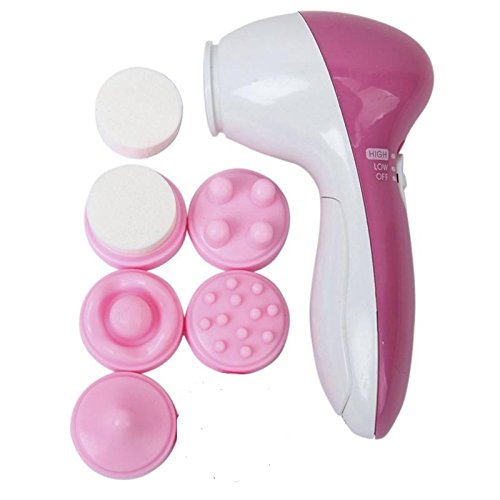 Insasta 6 in 1 Multi-Function Portable Facial Skin Care Electric Massager Scrubber with Facial Latex Brush Cosmetic Sponge (Purple Red) RS.249 (75.00% Off) - Amazon