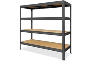 ‎HEMMDAL HEMMDAL Schwerlastregal Typ XXL - HxBxT 177 x 200 x 60 cm - Graphitgrau - 2.000 kg Tragkraft - Steckregal mit 4 Böden - 500 kg Fachlast - Made in EU - stabiles Metallregal - Lagerregal -Werkstattregal