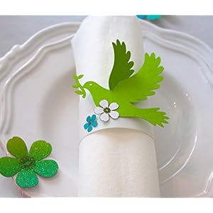 Taufe |Serviertenring| Tischdeko| Taube in Maigrün| mit Kirschblüten