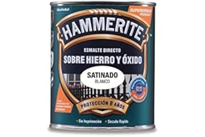Hammerite Esmalte directo sobre hierro y óxido, Satinado, Color Blanco, 250 ml (Paquete de 1)