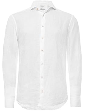 Stenstroms Uomo Fitted Plain Cotton Shirt Bianco