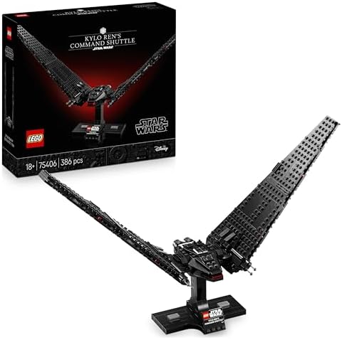 LEGO Star Wars 75406 Shuttle di Comando di Kylo Ren - Modellino da Costruire per Adulti di Astronave con Ali Mobili - Set da Collezione con Supporto e Targhetta - Regalo da Il Risveglio della Forza