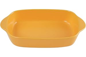 HCHLQLZ Yellow Small Ceramics Rectangular Baking Dishes with Handle for Oven Ceramic Baking Pan Lasagna Casserole Pan Individual Bakeware 9x5 inch