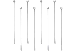 BUTYEAK Agitatori Bastoncini Cocktail, Agitatori Bastoncini, Bastoncini Cocktail Inox, 8 Pezzi Agitatori da Cocktail, Bastoncini Swizzle, Alta Qualità per Miscelatore da Bar Riutilizzabile, 19,3 cm, Argento ﻿