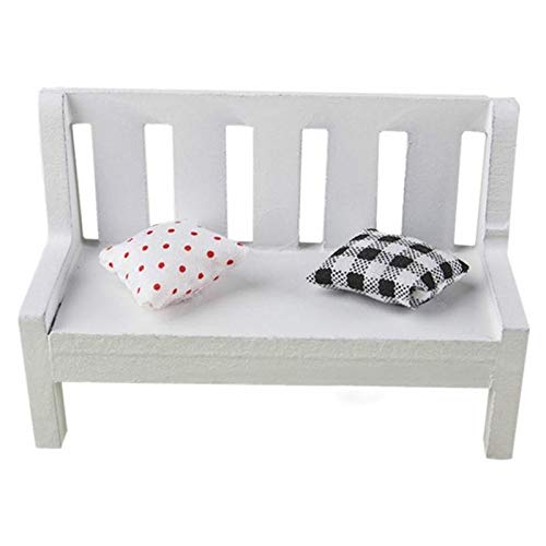 Zhangming WWW Mini Panca in Legno Dolls House Miniature Garden Dollhouse Furniture Accessory, Dimensioni: 11 * 5 * 7 CM (Bianco)