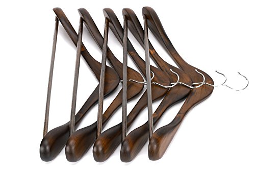 J. S. Kleiderbügel aus Holz von dem Guger Baum, extra breiten Schulter Anzug Kleiderbügel, Holz Kleiderbügel für Mantel und Hose, Retro-Finish, 5 Stück - 2