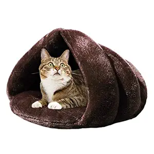 Mojonnie Soft Fleece Self-Warming Cat Bed Warm Sleeping Bed for Cats Winter Pets Puppy Indoor Pet Triangle Nest