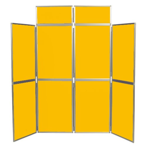 Panelwarehouse 8 Panel Display Stand, aluminium frame, yellow Nyloop fabric