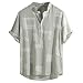 Produktbild Crazboy Herren Baumwolle Leinen gedruckt Stehkragen Kurzarm lose Henley Shirts(Large,Grün)