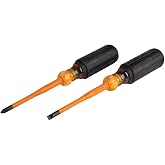 Klein Tools 33732INS 1000V İnce U&ccedil;lu Yalıtımlı Tornavida Seti, 2 Yıldız ve 6,3 mm Dolap Ucu, Dolgulu Sap, 2 Par&ccedil;a