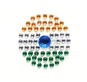 Vinayaks Crystal Stickers on for Republic Day in Circle, Rectangular and Heart Shape to Decorate Home, Computer, car, Mobile, Cups and Office (Set of 3)