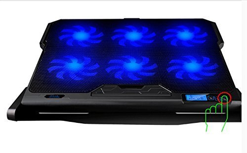 ‚Halterung Kühler bis 6 Lüfter für Laptop Notebook PC, Konsolen… Kompatibel Gerät von 9 bis 17, blaue LED-Beleuchtung, Belüftung und höhenverstellbar, 2 Ports USB… - 8