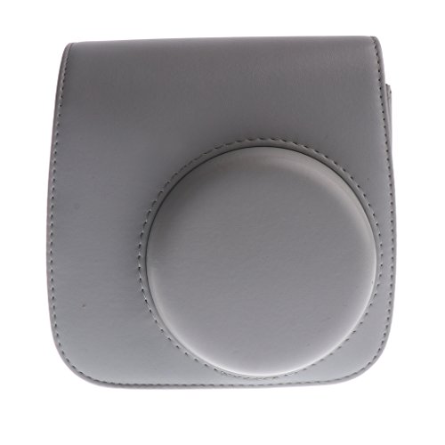 Preisvergleich Produktbild D DOLITY Leichtgewicht Kamera Schutz Case Kameratasche Schutzfall aus hochwertigem PU-Leder + Verstellbar Tragegurt für Fuji Instax mini 8 / 8 + Mini 9 Instantkamera - Grau