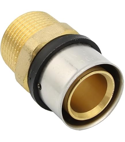 Produktbild von MegaHaustechnik T-Stück Reduziert 32x32x26 Mm – Pressfitting Aus Messing Für Verbundrohr, TH Kontur, 90° Abzweig