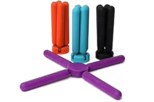 SZETOSY Goodchanceuk - Sottopentola pieghevole in silicone, 4 pezzi, a forma di croce, isolamento termico, supporto pieghevole per pentole e bicchieri, piatti, Colori casuali