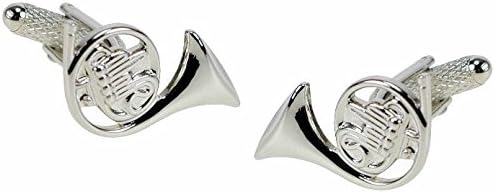 French Horn Cufflinks - silver finish